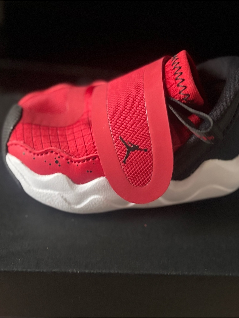 Jordan Kids Red and Black Strap Sneakers